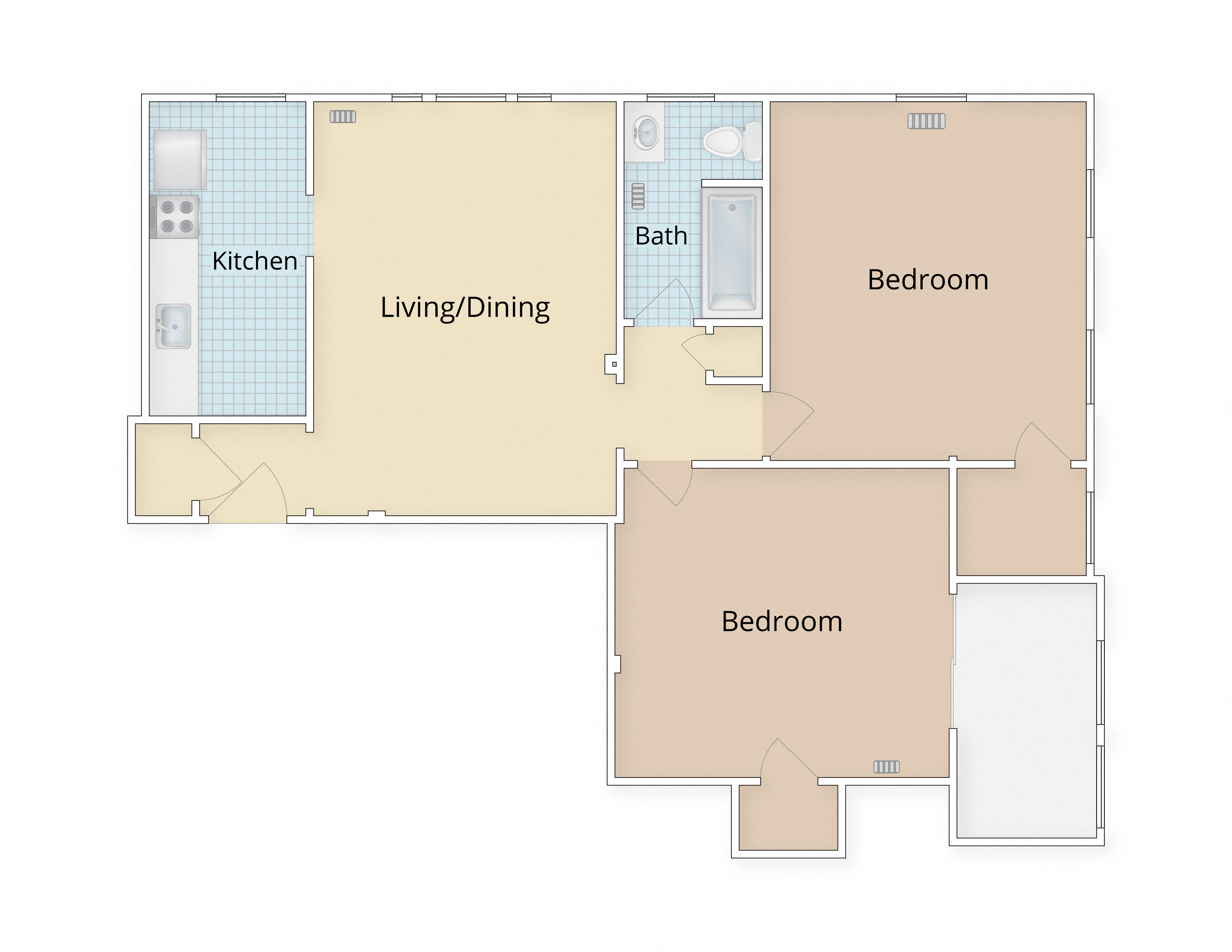 Kew Gardens apartments Georgetown Washington DC two bedroom floor plan